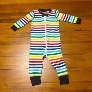 Primary Multicolor Striped Zip Up Cotton Footie Pajamas Size 6-9 Months